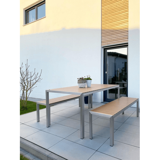 Conjunto de refeições de de jardim com bancos 6 lugares NARDO Castanho