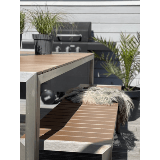 Conjunto de refeições de de jardim com bancos 6 lugares NARDO Castanho