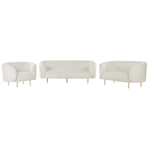 Conjunto de sala de estar LOEN Bouclé Branco 6 lugares