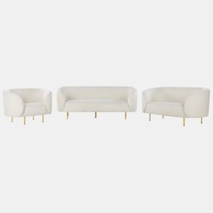 Conjunto de sala de estar LOEN Bouclé Branco 6 lugares