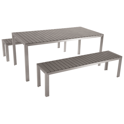 Conjunto de refeições de de jardim com bancos 6 lugares NARDO Cinzento