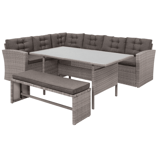 Conjunto de jardim com mesa 8 lugares VITERBO com almofadas Cinzento