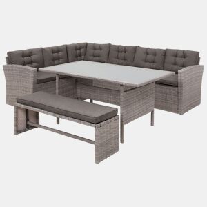 Conjunto de jardim com mesa 8 lugares VITERBO com almofadas Cinzento