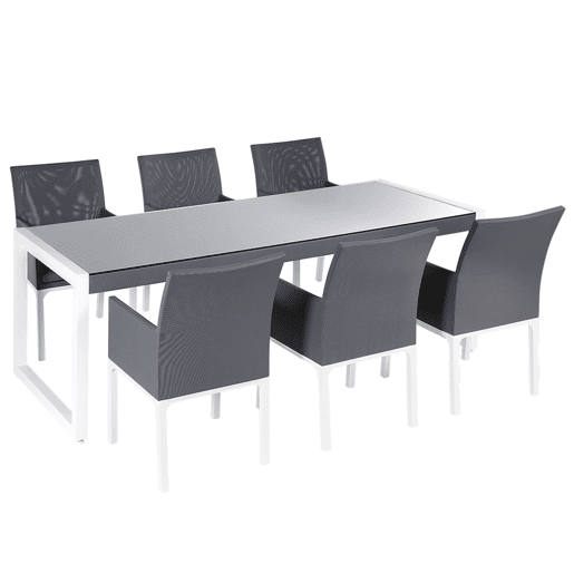 Conjunto de refeições de jardim 6 lugares BACOLI com almofadas Metal Cinzento