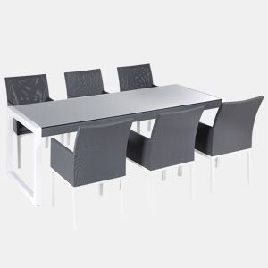 Conjunto de refeições de jardim 6 lugares BACOLI com almofadas Metal Cinzento