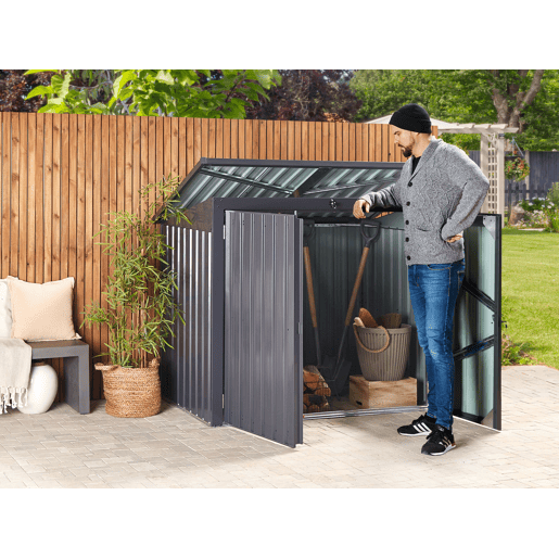 Abrigo de jardim MOENA Metal 158 cm 96 cm Cinzento grafite
