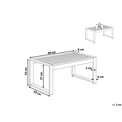 Mesa de centro de jardim SALERNO Metal Cinzento claro