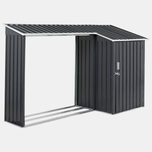 Abrigo de jardim AOSTA Metal 270 cm 105 cm Preto