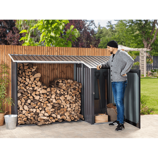 Abrigo de jardim AOSTA Metal 270 cm 105 cm Preto
