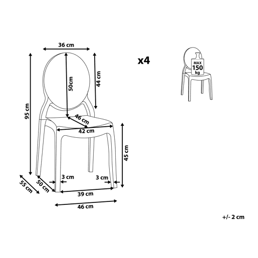 Conjunto de 4 cadeiras de jantar MERTON Transparente Conjunto de 4 cadeiras de jantar MERTON Transparente