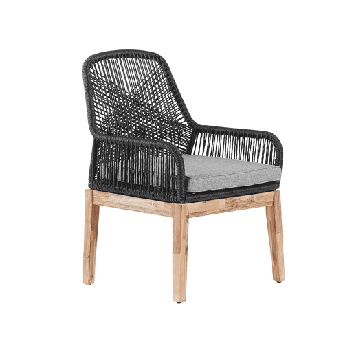 Conjunto de refeições de jardim 4 lugares OLBIA com almofadas Betão Preto