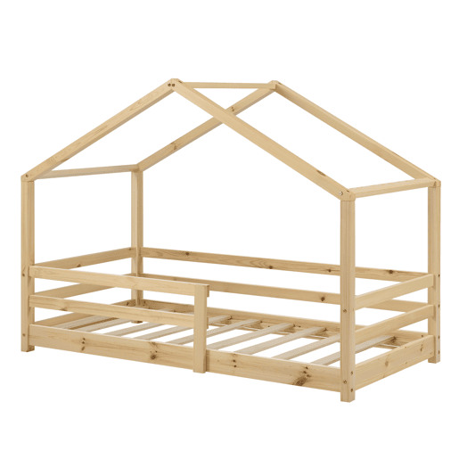 Cama de criança Knätten In House design com estrado em madeira de pinho 90 x 200 cm Natural en.casa.