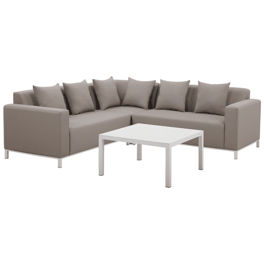 Conjunto de sofás de jardim de canto 5 lugares BELIZE à direita Creme