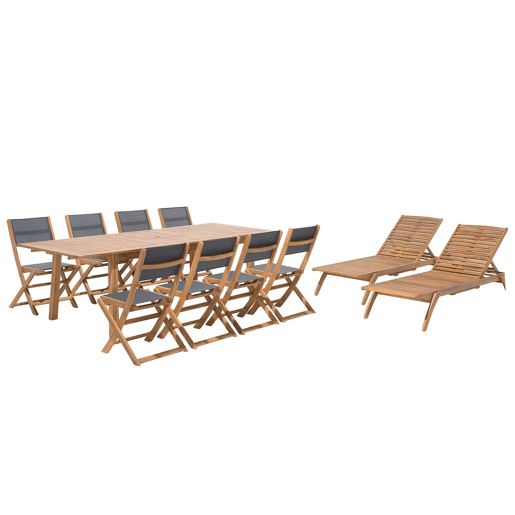 Conjunto de refeições de jardim com espreguiçadeiras 8 lugares CESANA Madeira de acácia Castanho claro