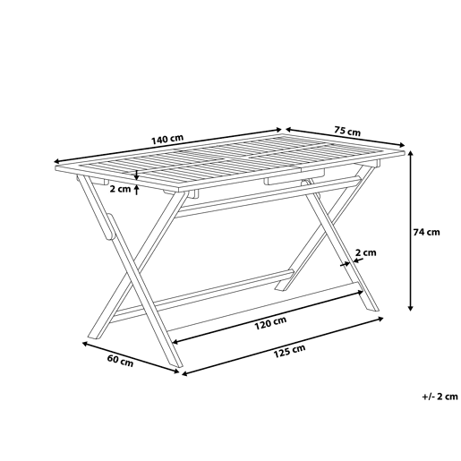 Mesa de refeição de jardim CENTO 140 cm 75 cm Madeira de acácia Castanho