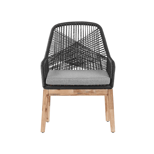 Conjunto de refeições de jardim 4 lugares OLBIA com almofadas Betão Preto