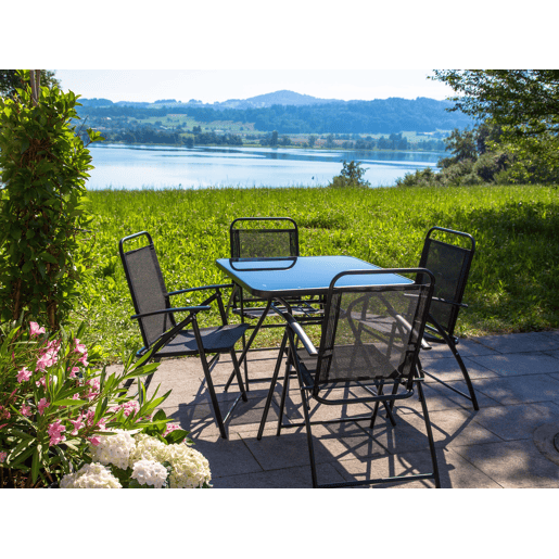 Conjunto de refeições de jardim 4 lugares LIVO Metal Preto Conjunto de refeições de jardim 4 lugares LIVO Metal Preto
