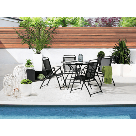 Conjunto de refeições de jardim 4 lugares LIVO Metal Preto Conjunto de refeições de jardim 4 lugares LIVO Metal Preto