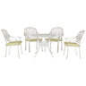 Conjunto de refeições de jardim 4 lugares ANCONA com almofadas Metal Branco creme