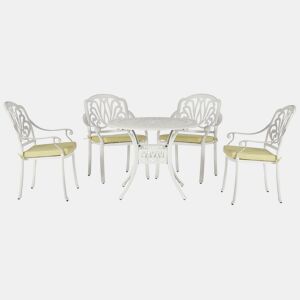 Conjunto de refeições de jardim 4 lugares ANCONA com almofadas Metal Branco creme