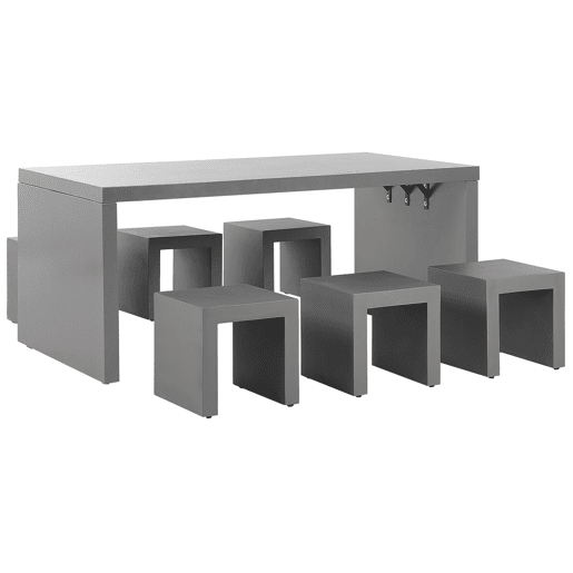 Conjunto de refeições de jardim com tamboretes 6 lugares TARANTO Betão Cinzento