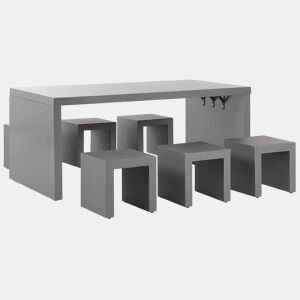Conjunto de refeições de jardim com tamboretes 6 lugares TARANTO Betão Cinzento