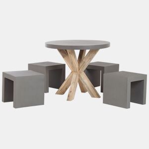 Conjunto de refeições de jardim com tamboretes 4 lugares OLBIATARANTO Betão Cinzento