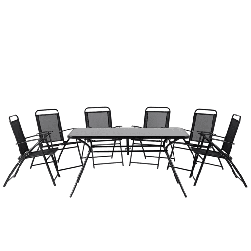 Conjunto de refeições de jardim 6 lugares LIVO Metal Preto