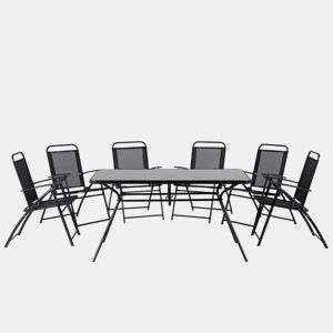 Conjunto de refeições de jardim 6 lugares LIVO Metal Preto