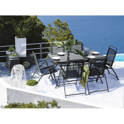 Conjunto de refeições de jardim 6 lugares LIVO Metal Preto