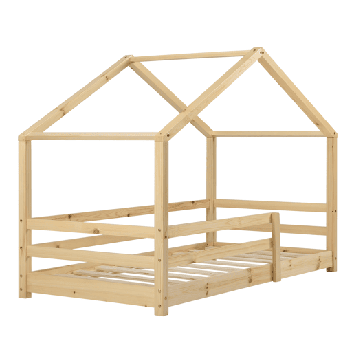 Cama de criança Knätten In House design com estrado em madeira de pinho 80 x 160 cm Natural en.casa.
