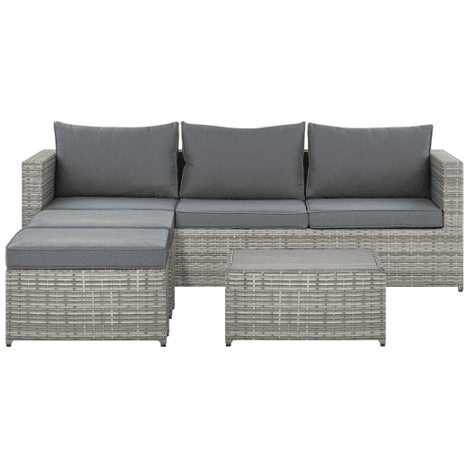 Conjunto de sofás de jardim de canto 5 lugares SABBIA à esquerda Cinzento claro Conjunto de sofás de jardim de canto 5 lugares SABBIA à esquerda Cinzento claro