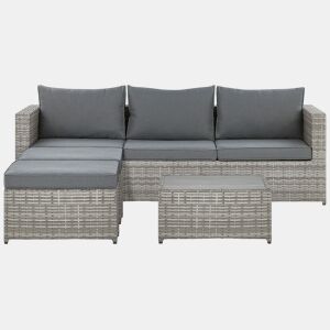 Conjunto de sofás de jardim de canto 5 lugares SABBIA à esquerda Cinzento claro