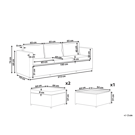 Conjunto de sofás de jardim de canto 5 lugares SABBIA à esquerda Cinzento claro Conjunto de sofás de jardim de canto 5 lugares SABBIA à esquerda Cinzento claro