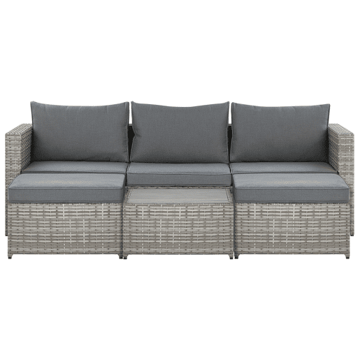 Conjunto de sofás de jardim de canto 5 lugares SABBIA à esquerda Cinzento claro Conjunto de sofás de jardim de canto 5 lugares SABBIA à esquerda Cinzento claro