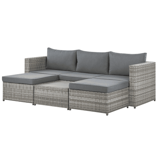 Conjunto de sofás de jardim de canto 5 lugares SABBIA à esquerda Cinzento claro Conjunto de sofás de jardim de canto 5 lugares SABBIA à esquerda Cinzento claro