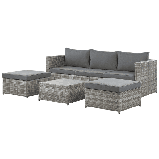 Conjunto de sofás de jardim de canto 5 lugares SABBIA à esquerda Cinzento claro Conjunto de sofás de jardim de canto 5 lugares SABBIA à esquerda Cinzento claro