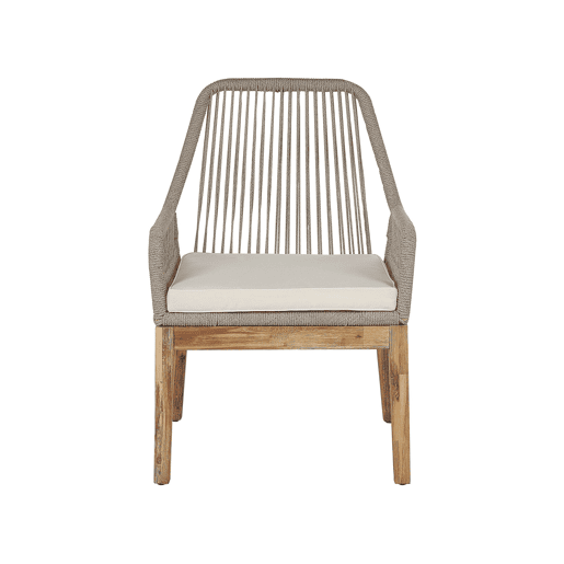 Conjunto de refeições de jardim 4 lugares OLBIA com almofadas Betão Creme