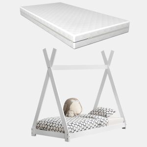 Cama de criança Onejda com colchão Pine 80 x 160 cm Branco en.casa neu.haus.