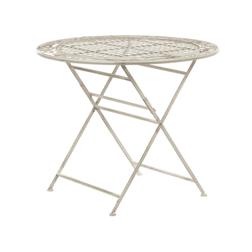 Conjunto de refeições de jardim 4 lugares BIVIO Dobrável Metal Branco creme Conjunto de refeições de jardim 4 lugares BIVIO Dobrável Metal Branco creme