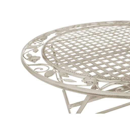 Conjunto de refeições de jardim 4 lugares BIVIO Dobrável Metal Branco creme Conjunto de refeições de jardim 4 lugares BIVIO Dobrável Metal Branco creme