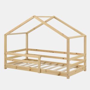 Cama de criança Knätten In House design com estrado em madeira de pinho 70 x 140 cm Natural en.casa.