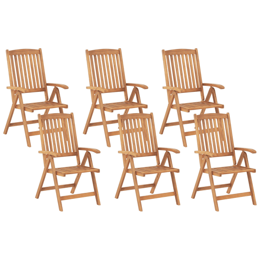 Conjunto de 6 cadeiras de jardim JAVA Madeira de acácia Castanho claro