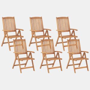 Conjunto de 6 cadeiras de jardim JAVA Madeira de acácia Castanho claro