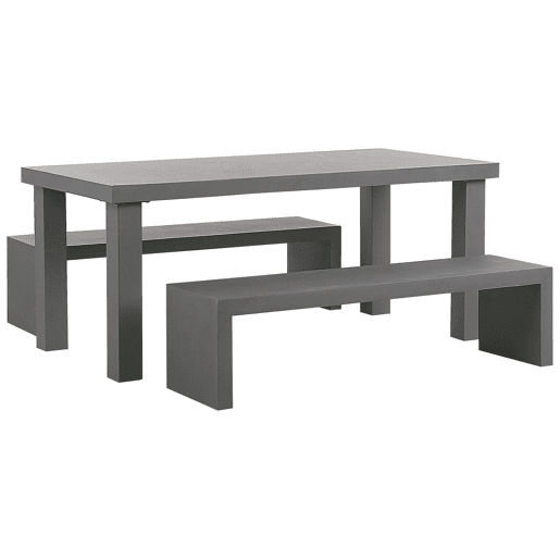 Conjunto de refeições de de jardim com bancos 4 lugares TARANTO Betão Cinzento
