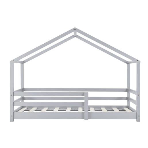 Cama de criança Knätten In House design com estrado em madeira de pinho 90 x 200 cm Cinzento claro lacado mate en.casa.