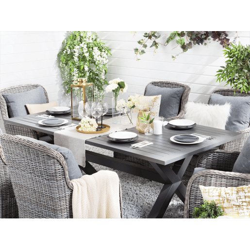 Conjunto de 2 cadeiras de jardim com almofadas CASCAIS Cinzento Conjunto de 2 cadeiras de jardim com almofadas CASCAIS Cinzento