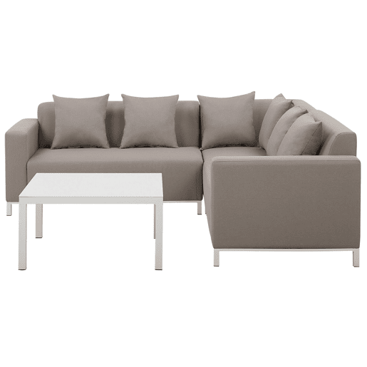 Conjunto de sofás de jardim de canto 5 lugares BELIZE à esquerda Creme Conjunto de sofás de jardim de canto 5 lugares BELIZE à esquerda Creme