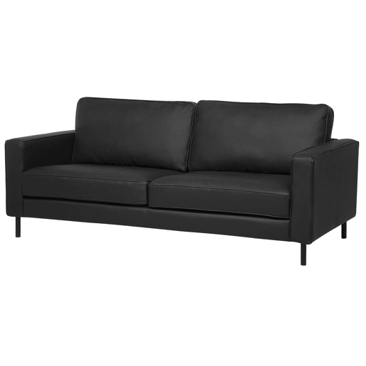 Conjunto de sofás com 3 lugares em pele sintética preta SAVALEN Conjunto de sofás com 3 lugares em pele sintética preta SAVALEN