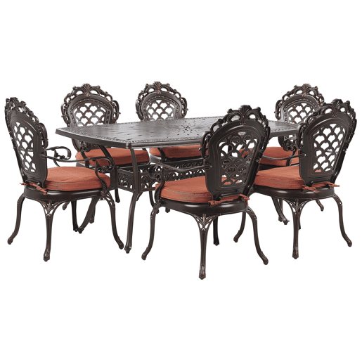 Conjunto de refeições de jardim 6 lugares LIZZANO com almofadas Metal Castanho escuro